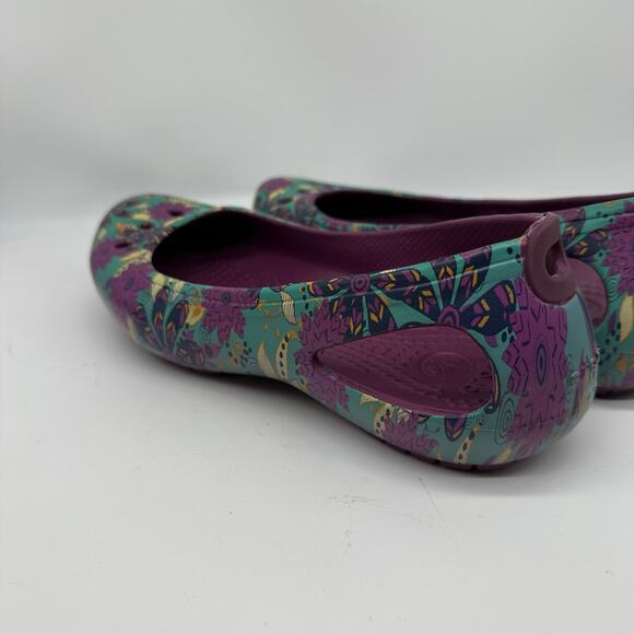 Crocs Kadee Floral Purple and Blue Slip On Rubber Ballet Flat Womens Size 6 - Picture 5 of 12